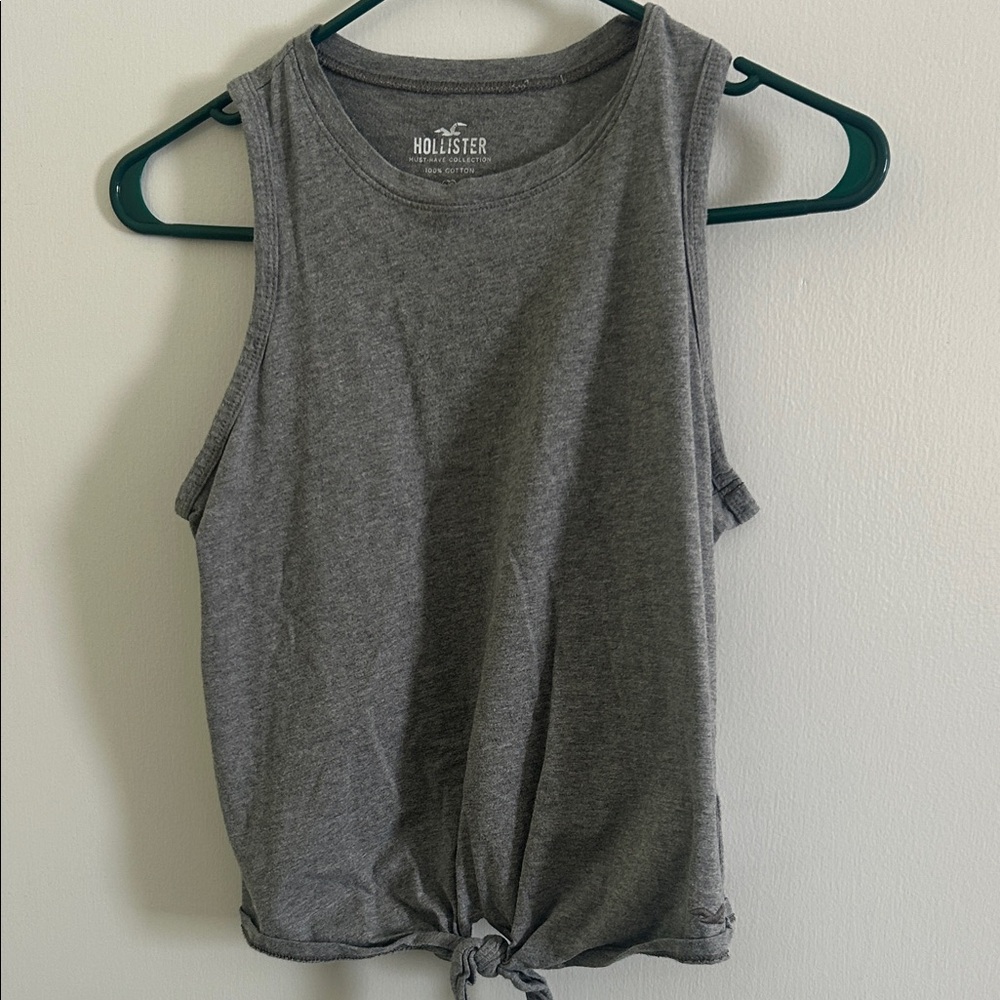 Hollister Charcoal Tie-Front Tank Top